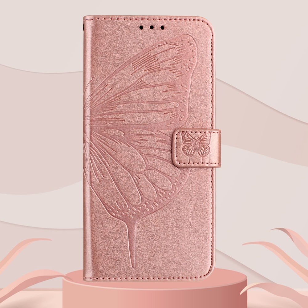 Floral Butterfly knížkové pouzdro na Xiaomi Poco X8 Pro Max 5G - růžovozlaté