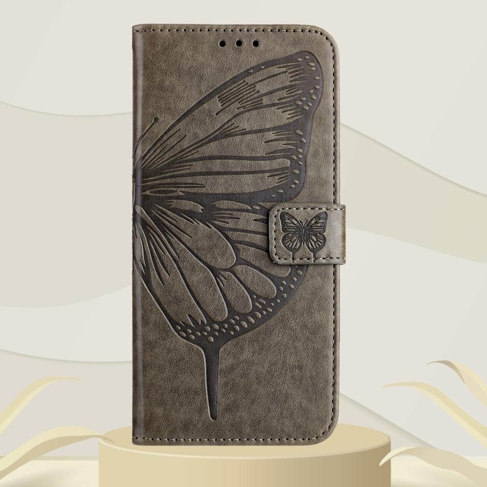 Floral Butterfly knížkové pouzdro na Xiaomi Poco X8 Pro Max 5G - šedé