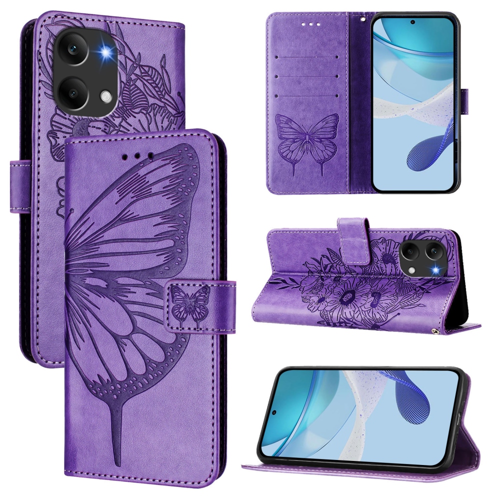 Floral Butterfly knížkové pouzdro na Xiaomi Poco X8 Pro Max 5G - světlefialové