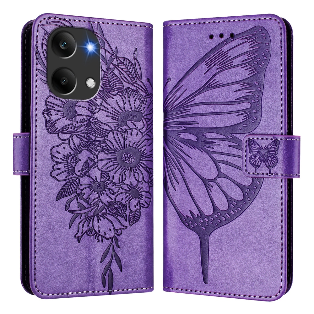Floral Butterfly knížkové pouzdro na Xiaomi Poco X8 Pro Max 5G - světlefialové