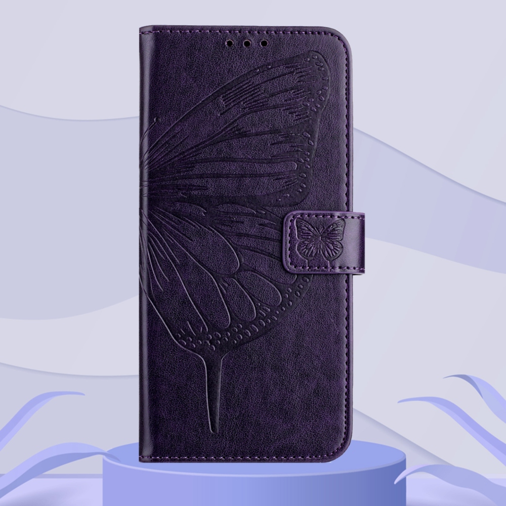 Floral Butterfly knížkové pouzdro na Xiaomi Poco X8 Pro Max 5G - tmavěfialové