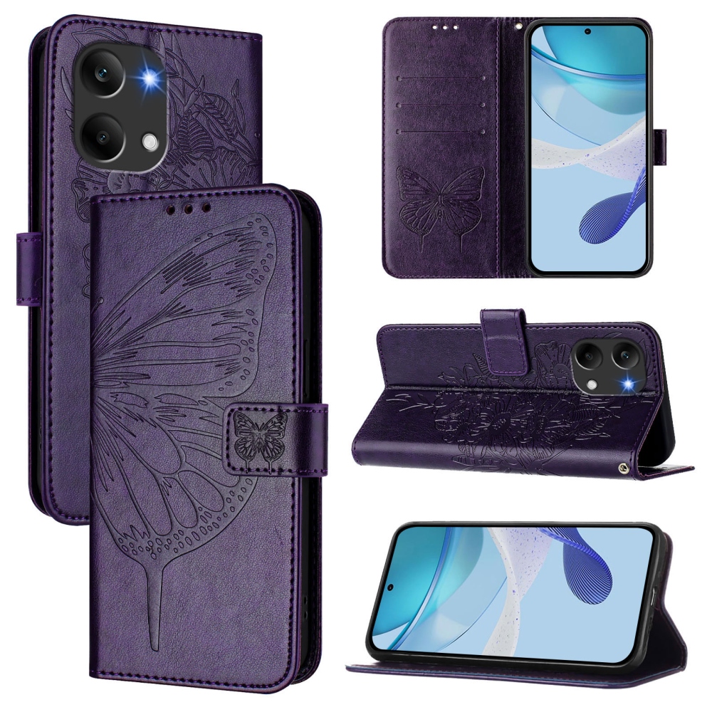 Floral Butterfly knížkové pouzdro na Xiaomi Poco X8 Pro Max 5G - tmavěfialové