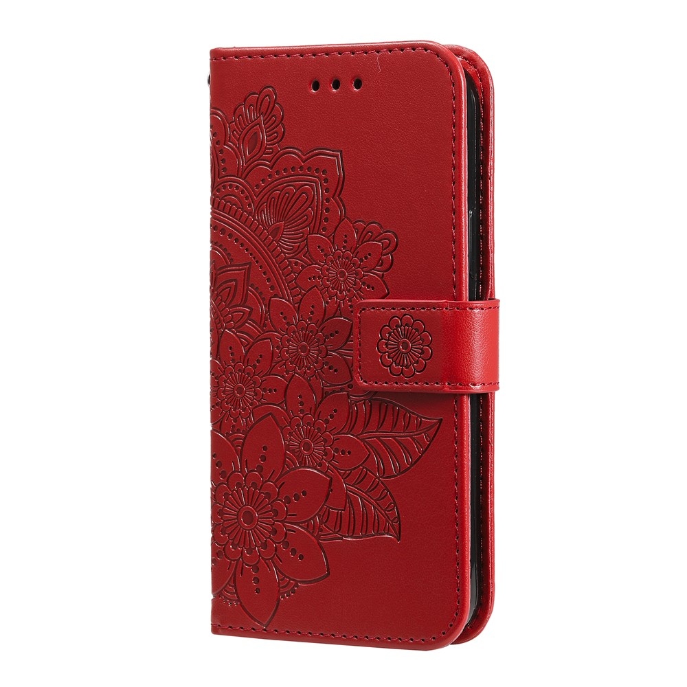 Floral knížkové pouzdro na Infinix Hot 50i/Smart 9 - červené