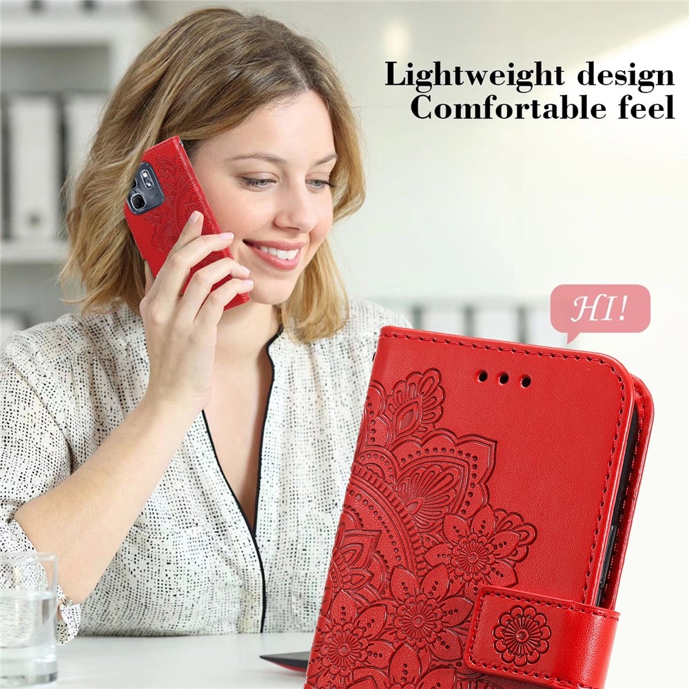 Floral knížkové pouzdro na Infinix Hot 50i/Smart 9 - červené