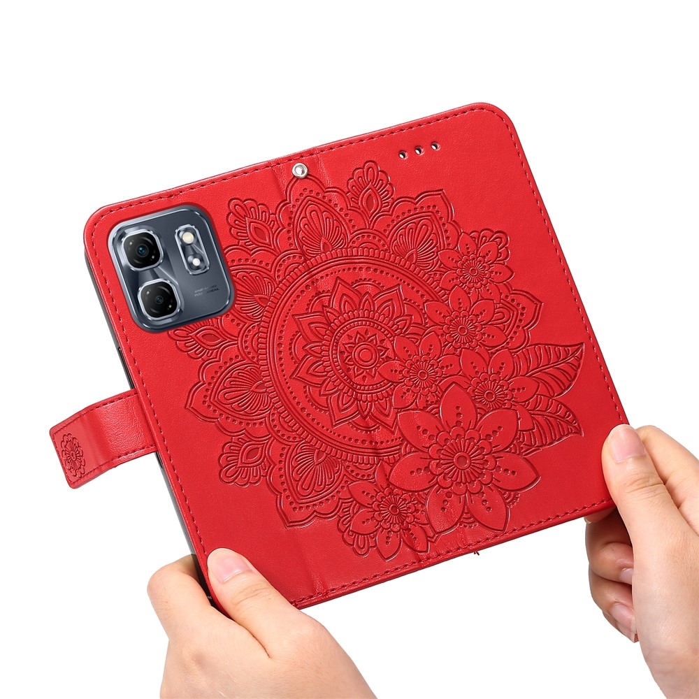 Floral knížkové pouzdro na Infinix Hot 50i/Smart 9 - červené