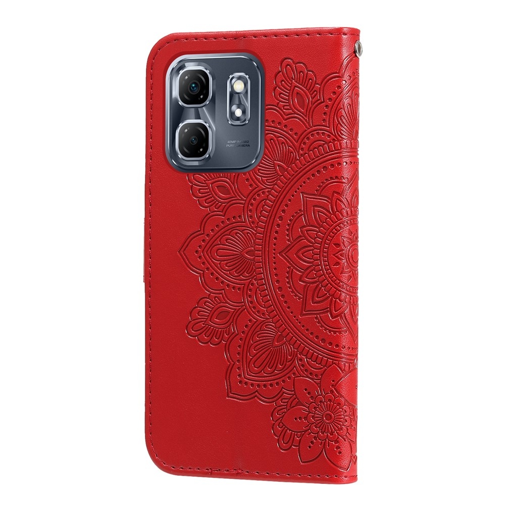 Floral knížkové pouzdro na Infinix Hot 50i/Smart 9 - červené