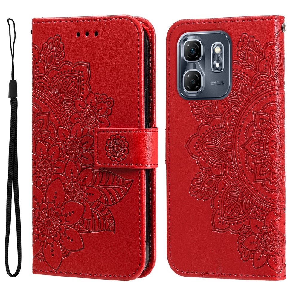 Floral knížkové pouzdro na Infinix Hot 50i/Smart 9 - červené