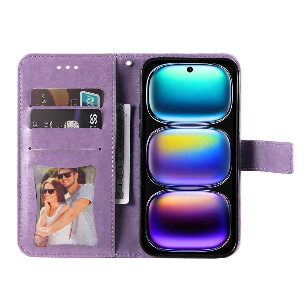 Floral knížkové pouzdro na Infinix Hot 50i/Smart 9 - fialové