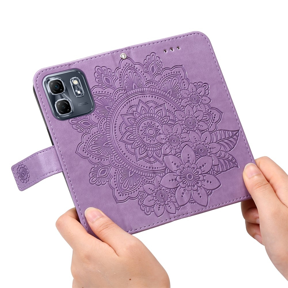 Floral knížkové pouzdro na Infinix Hot 50i/Smart 9 - fialové