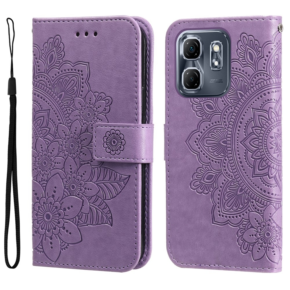 Floral knížkové pouzdro na Infinix Hot 50i/Smart 9 - fialové