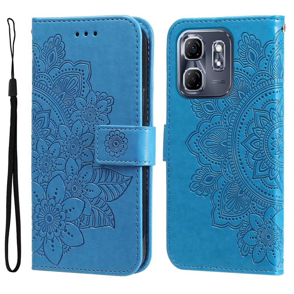 Floral knížkové pouzdro na Infinix Hot 50i/Smart 9 - modré