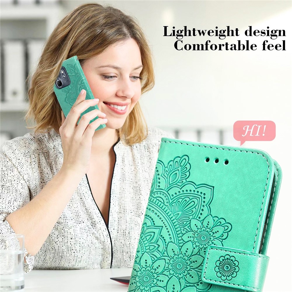 Floral knížkové pouzdro na Infinix Hot 50i/Smart 9 - modrozelené