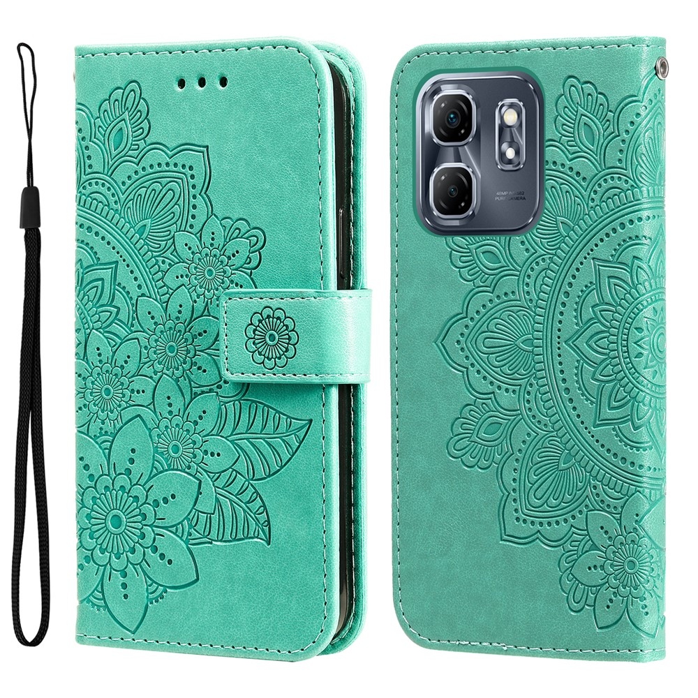 Floral knížkové pouzdro na Infinix Hot 50i/Smart 9 - modrozelené