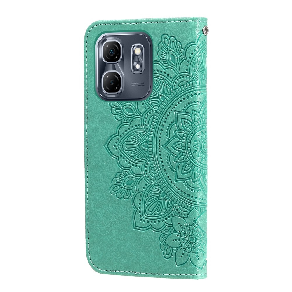 Floral knížkové pouzdro na Infinix Hot 50i/Smart 9 - modrozelené