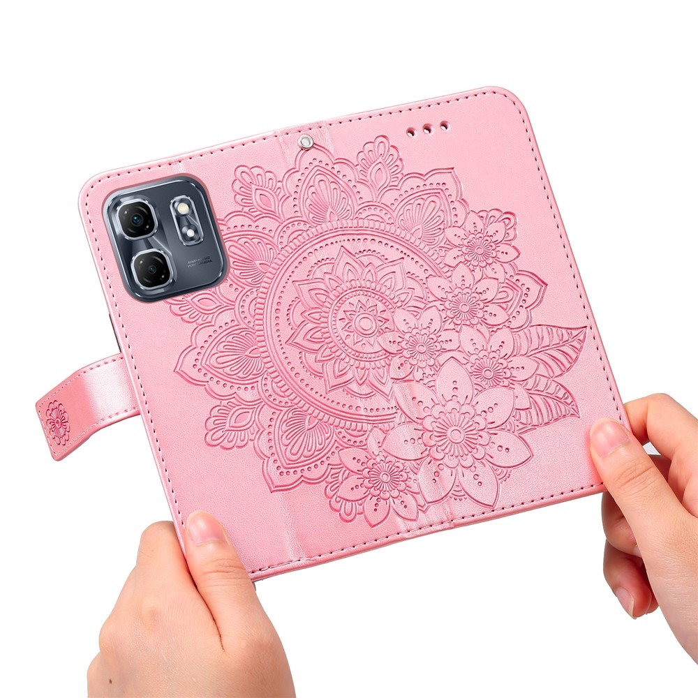 Floral knížkové pouzdro na Infinix Hot 50i/Smart 9 - růžové