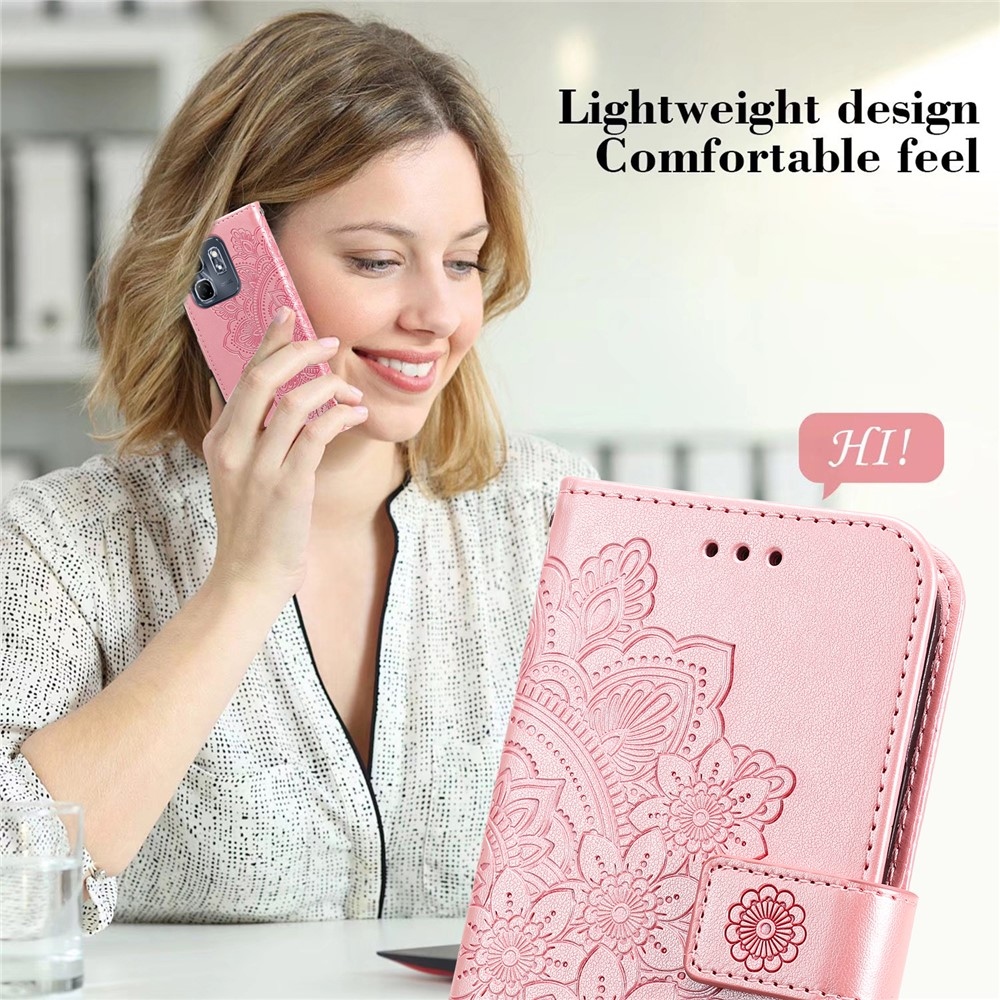 Floral knížkové pouzdro na Infinix Hot 50i/Smart 9 - růžové