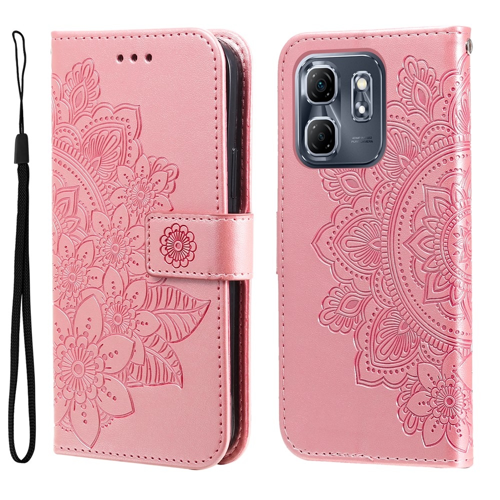 Floral knížkové pouzdro na Infinix Hot 50i/Smart 9 - růžové