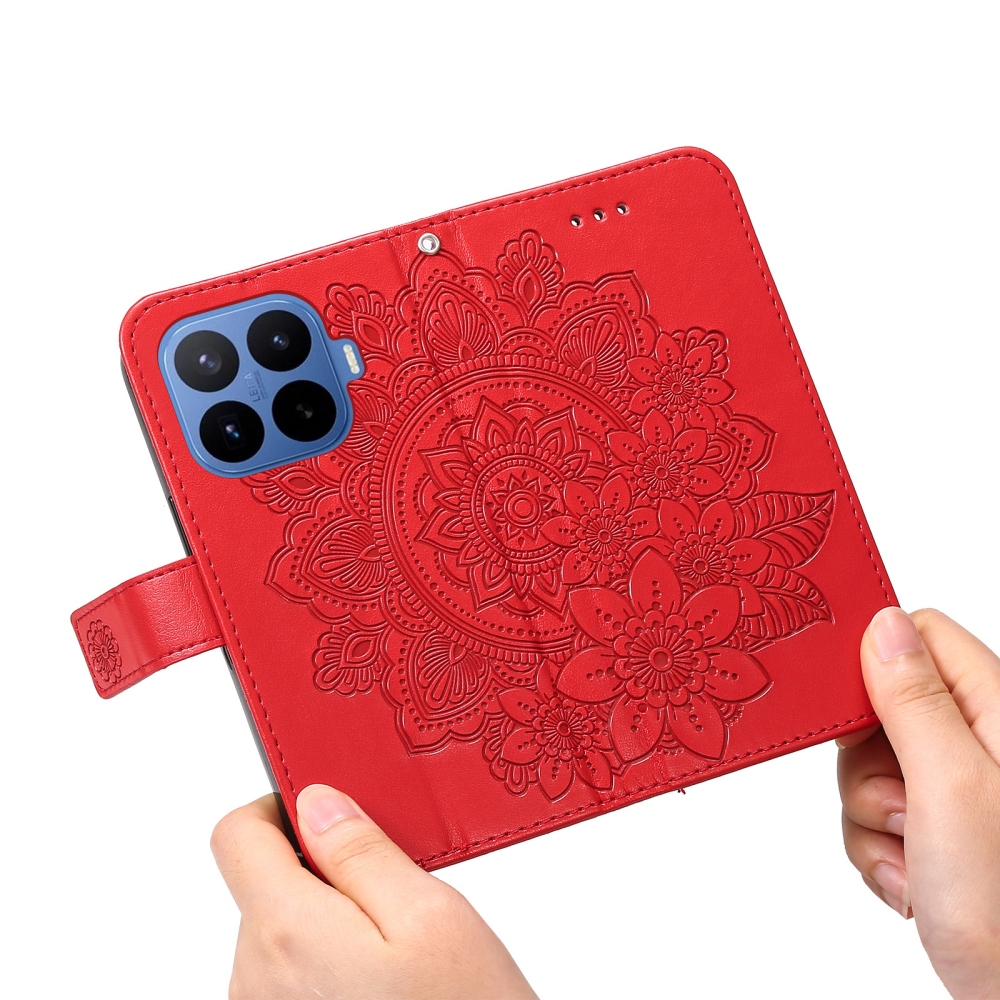 Floral knížkové pouzdro na mobil Xiaomi 17T Pro - červené