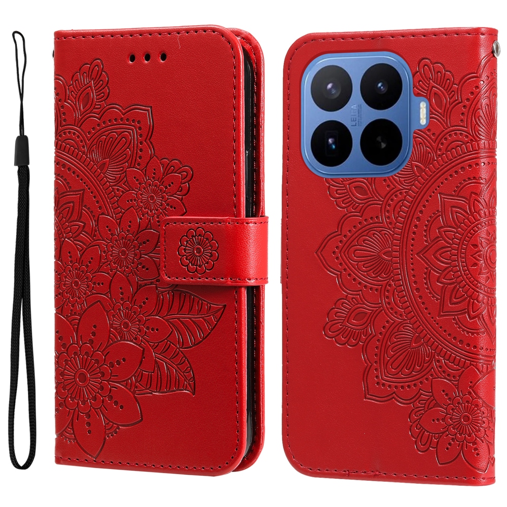Floral knížkové pouzdro na mobil Xiaomi 17T Pro - červené