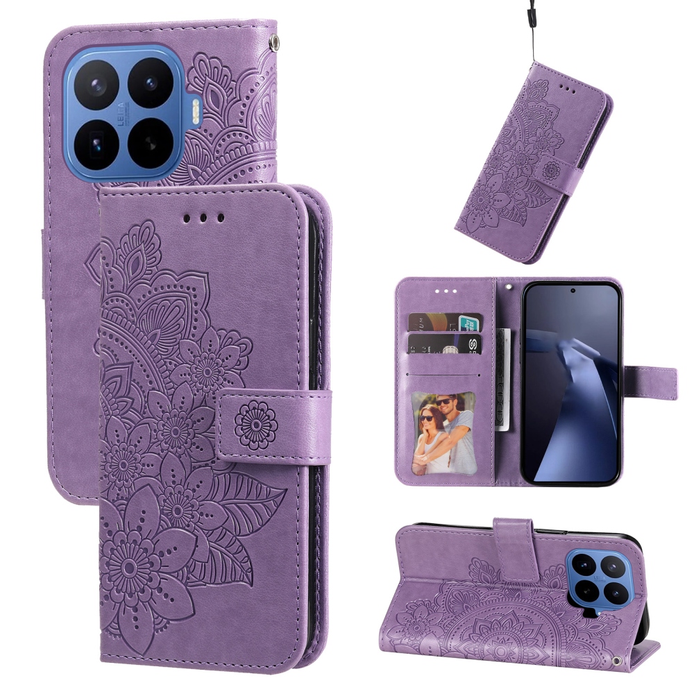 Floral knížkové pouzdro na mobil Xiaomi 17T Pro - fialové