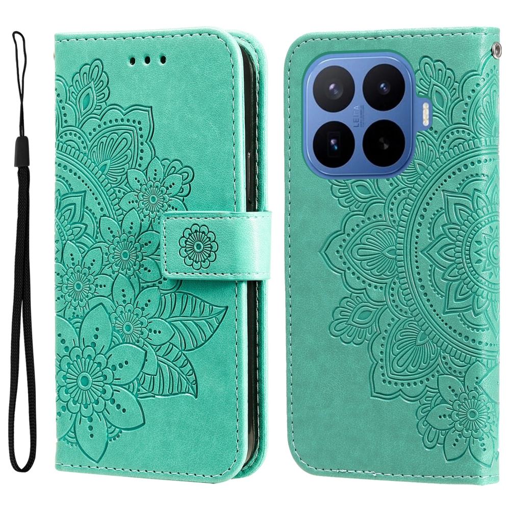 Floral knížkové pouzdro na mobil Xiaomi 17T Pro - modrozelené