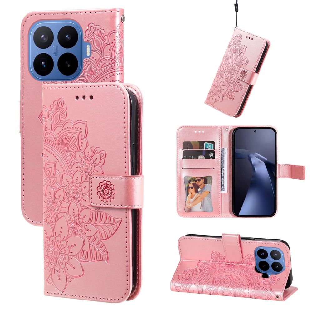 Floral knížkové pouzdro na mobil Xiaomi 17T Pro - růžové