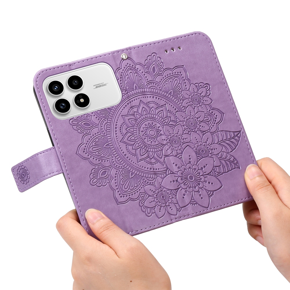 Floral knížkové pouzdro na Xiaomi Poco F8 Pro 5G - fialové