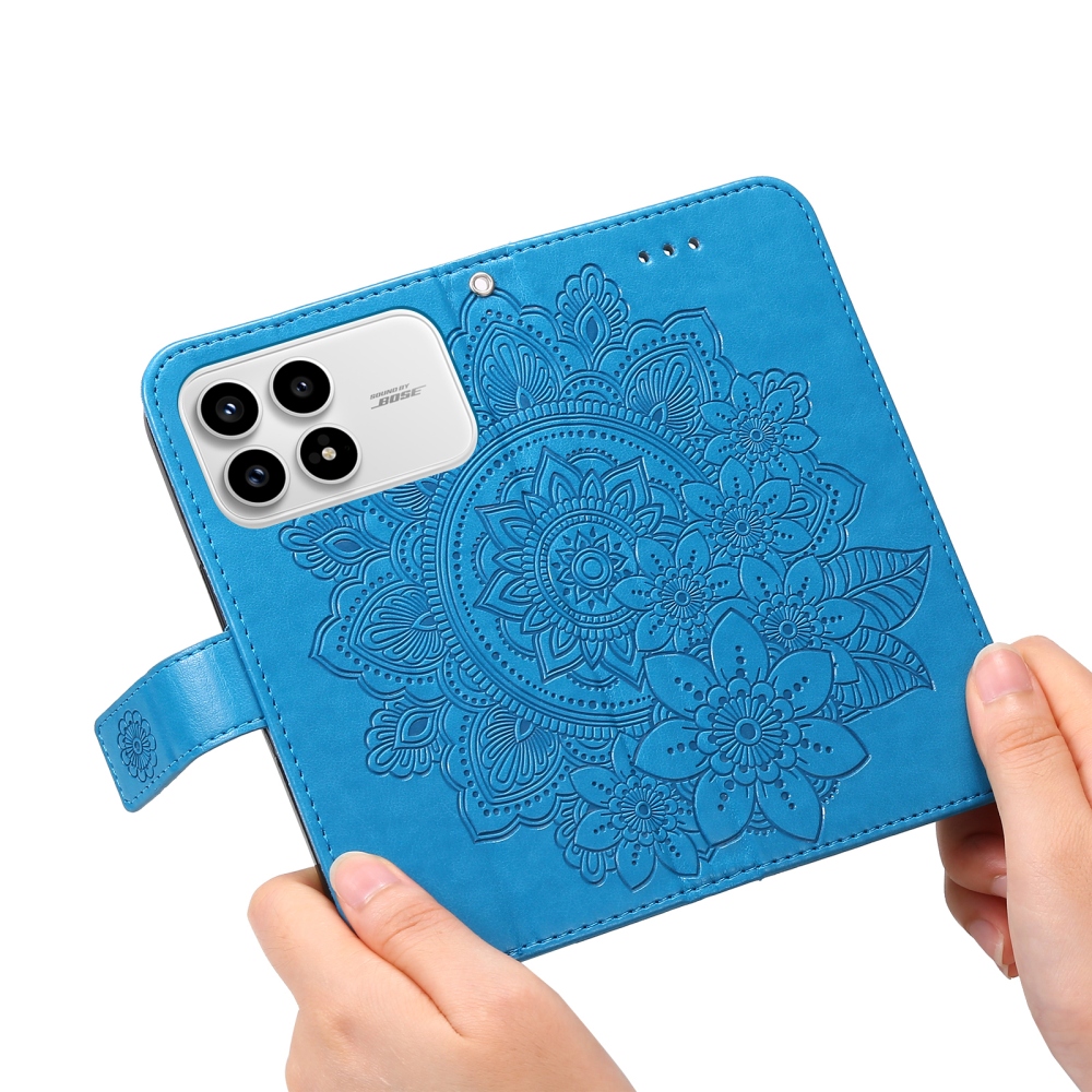 Floral knížkové pouzdro na Xiaomi Poco F8 Pro 5G - modré