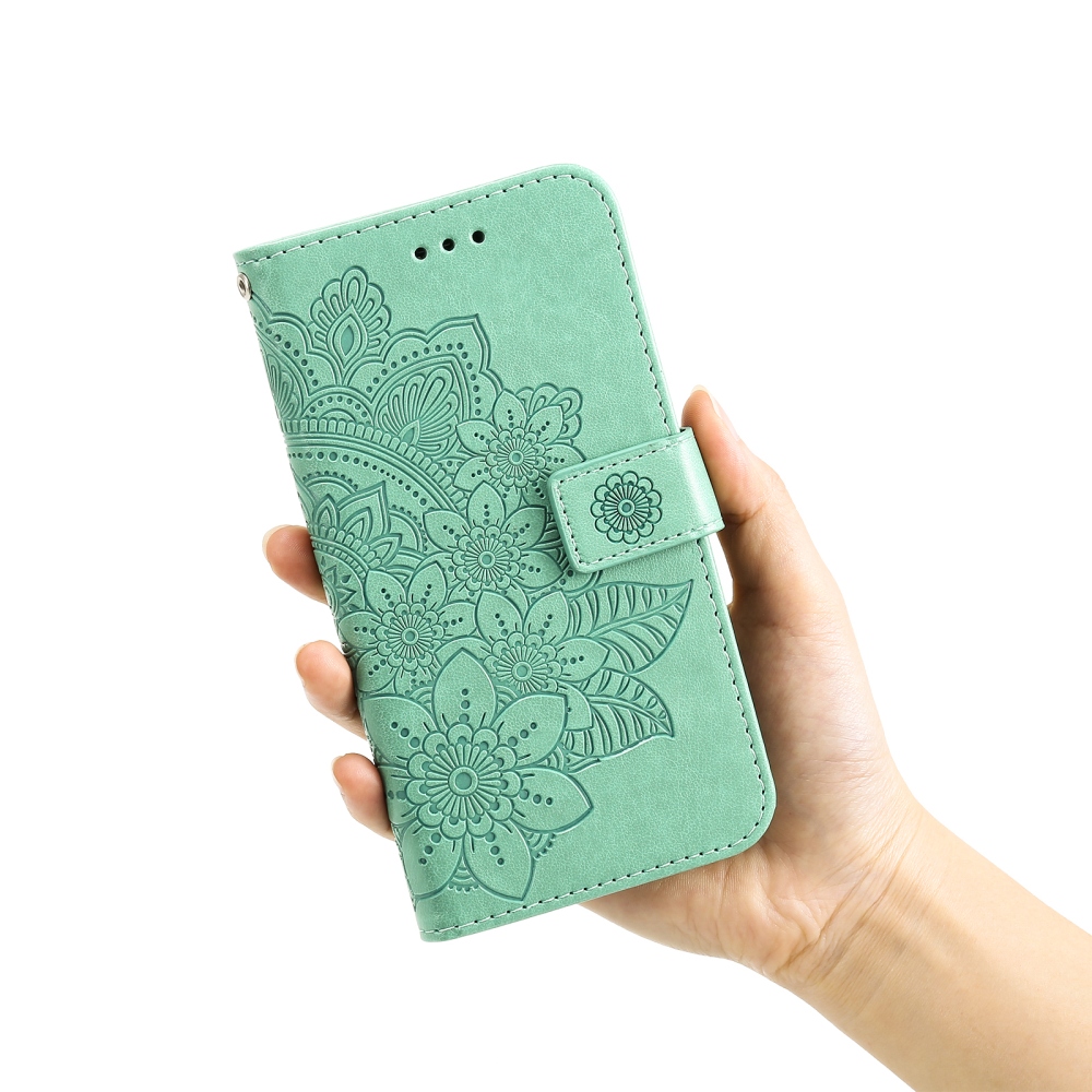Floral knížkové pouzdro na Xiaomi Poco F8 Pro 5G - modrozelené
