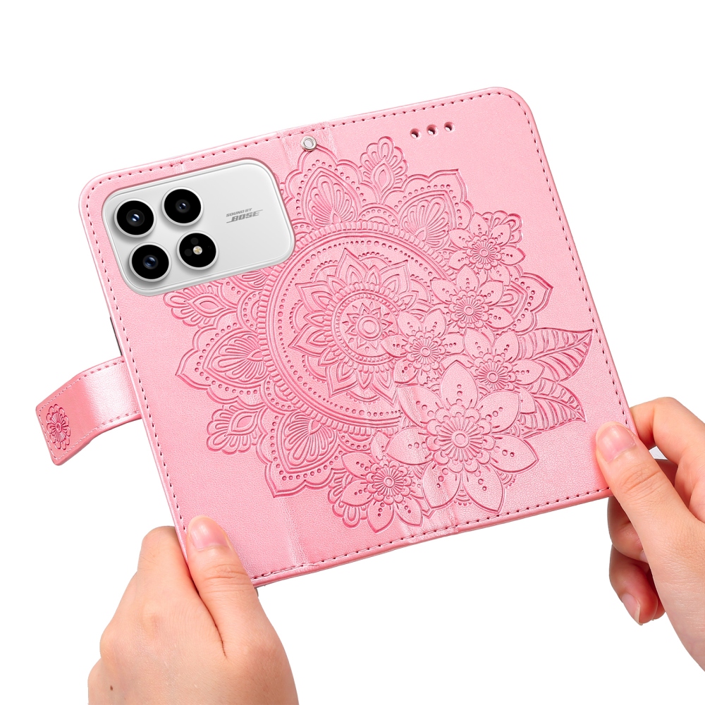 Floral knížkové pouzdro na Xiaomi Poco F8 Pro 5G - růžové