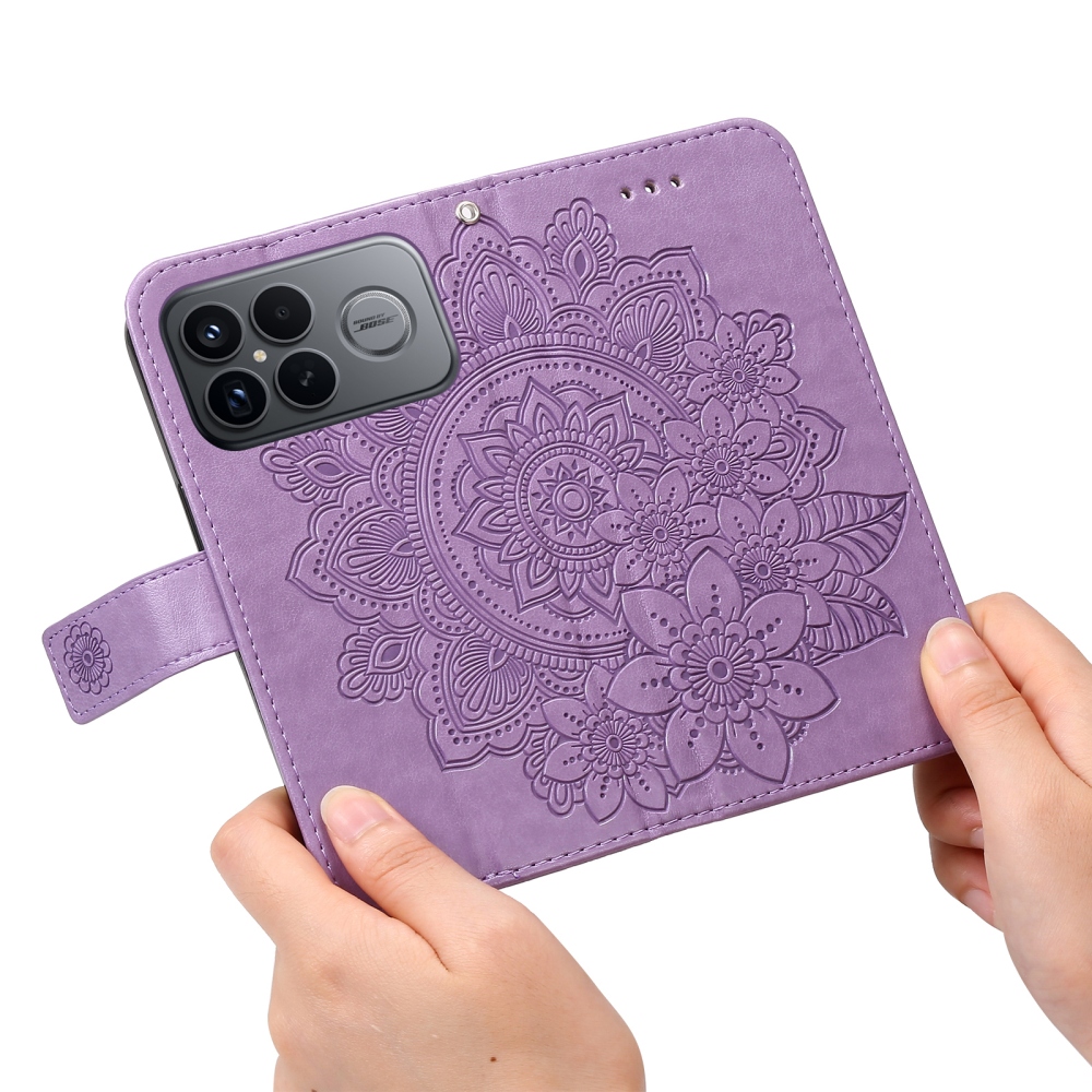 Floral knížkové pouzdro na Xiaomi Poco F8 Ultra 5G - fialové