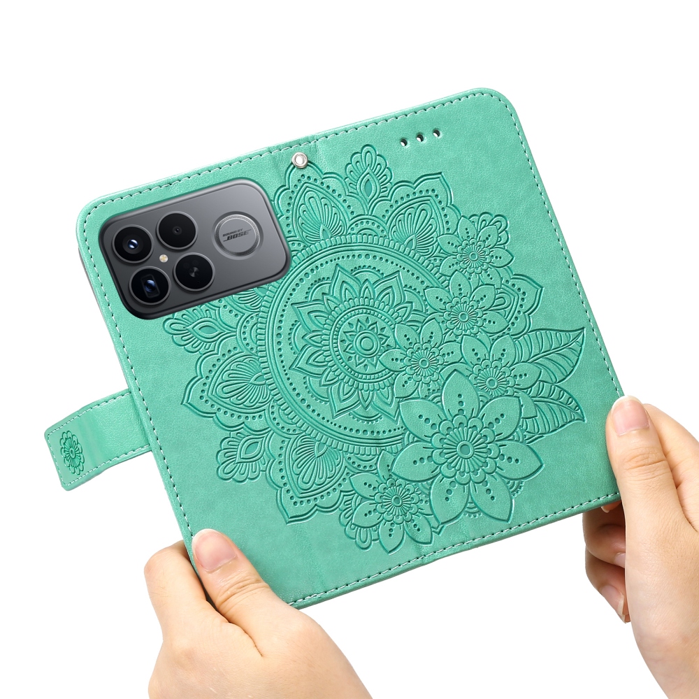 Floral knížkové pouzdro na Xiaomi Poco F8 Ultra 5G - modrozelené