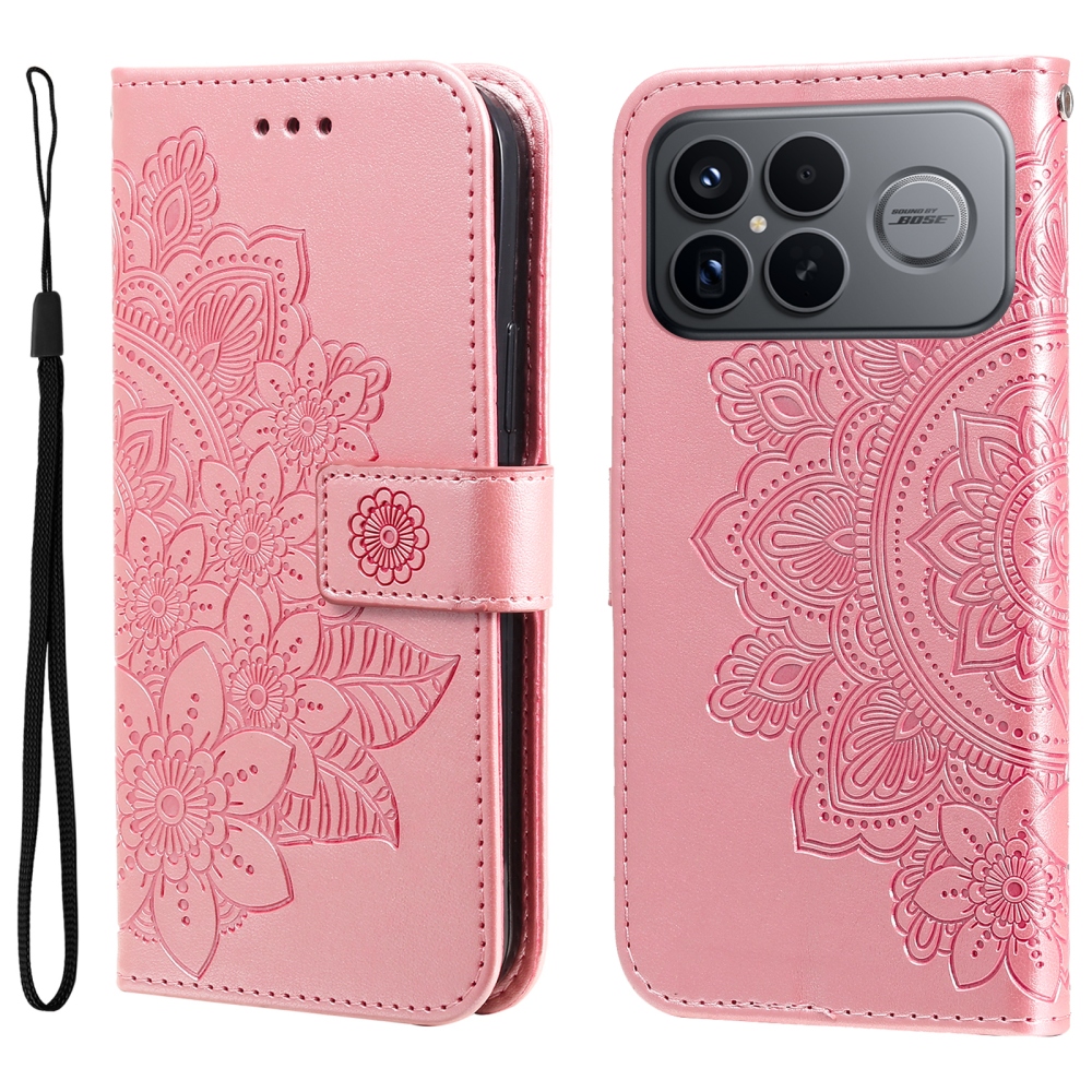 Floral knížkové pouzdro na Xiaomi Poco F8 Ultra 5G - růžové