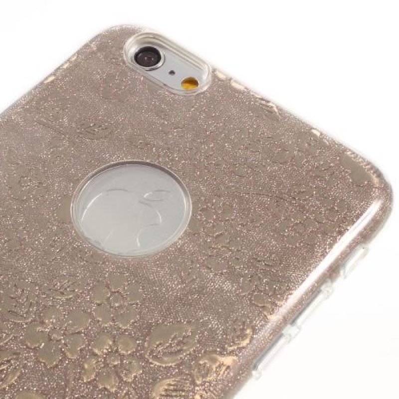 Flower gelový obal na iPhone 6 Plus a 6s Plus - zlatý