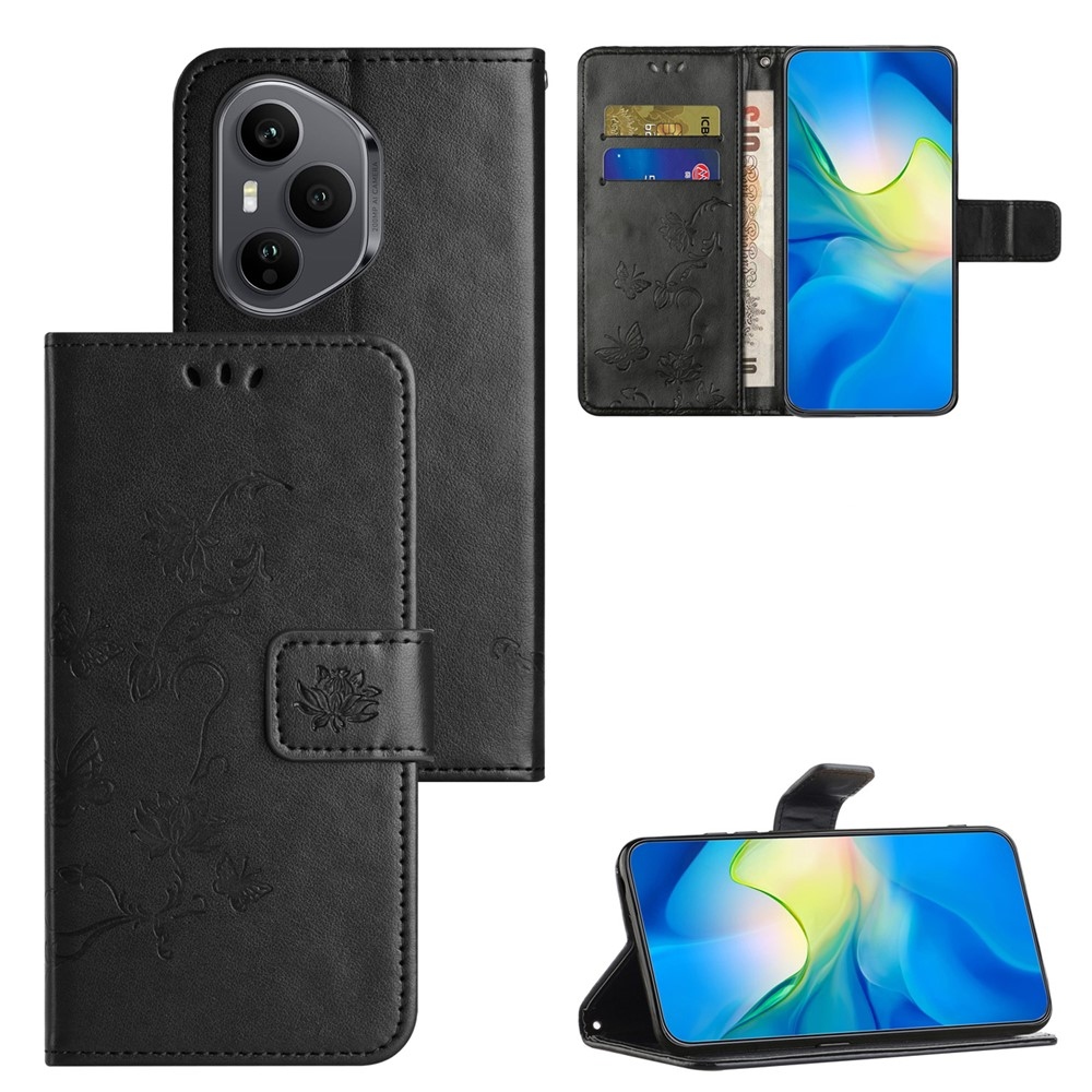 Flower knížkové pouzdro na Honor 400 Pro - černé