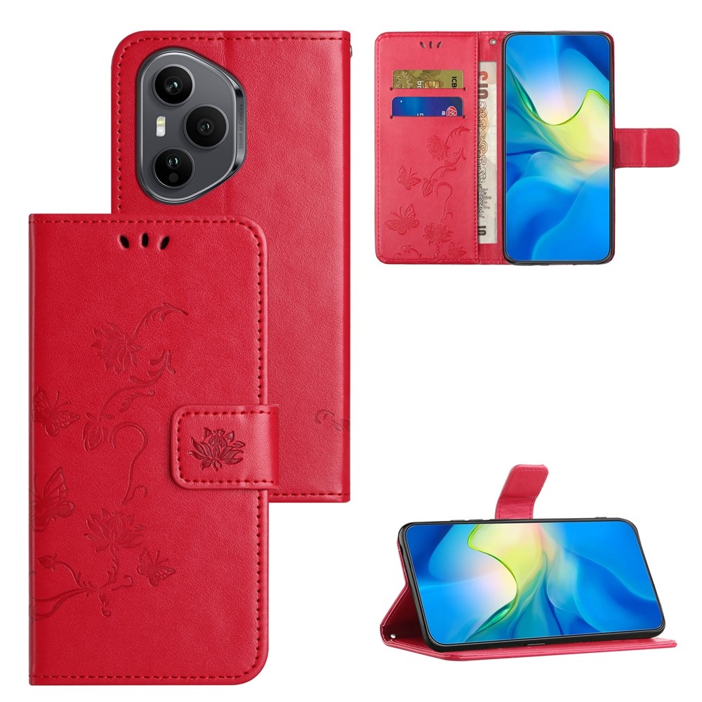 Flower knížkové pouzdro na Honor 400 Pro - červené