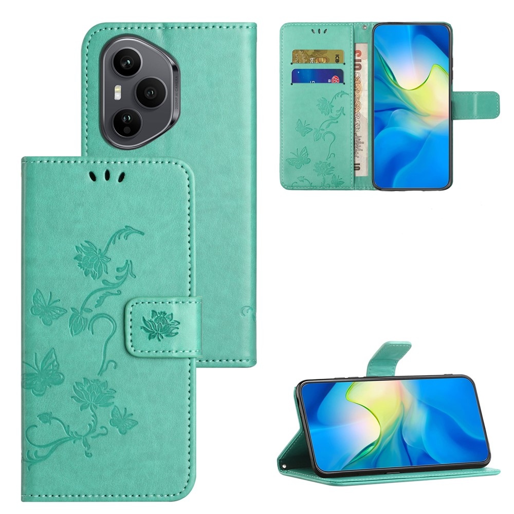 Flower knížkové pouzdro na Honor 400 Pro - modrozelené