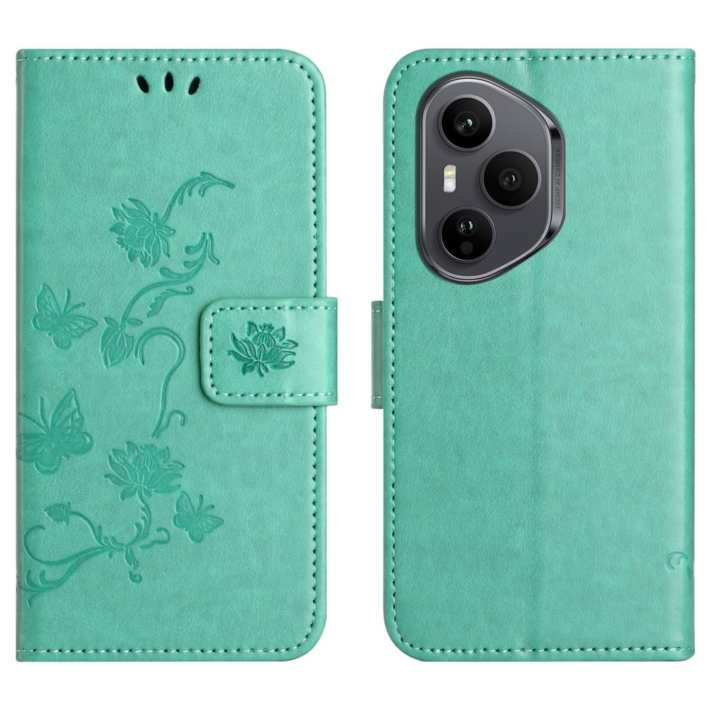 Flower knížkové pouzdro na Honor 400 Pro - modrozelené