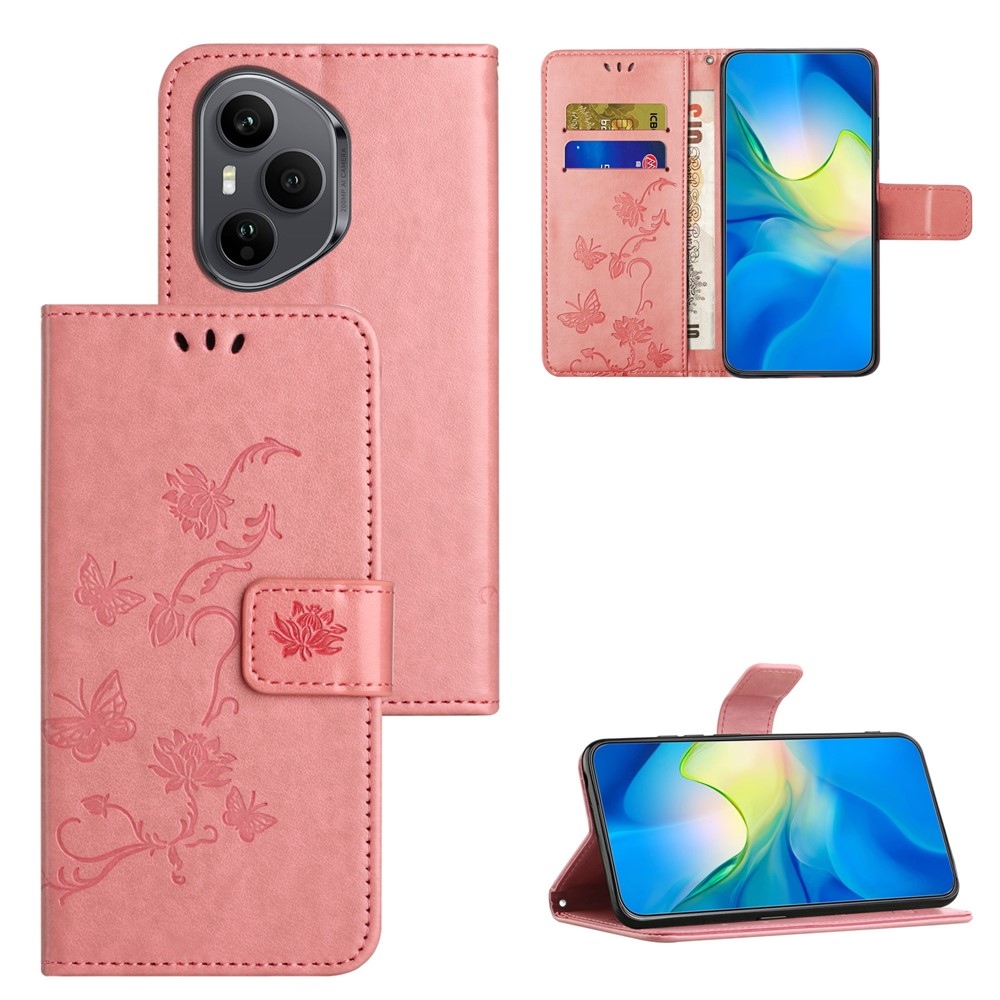 Flower knížkové pouzdro na Honor 400 Pro - růžové