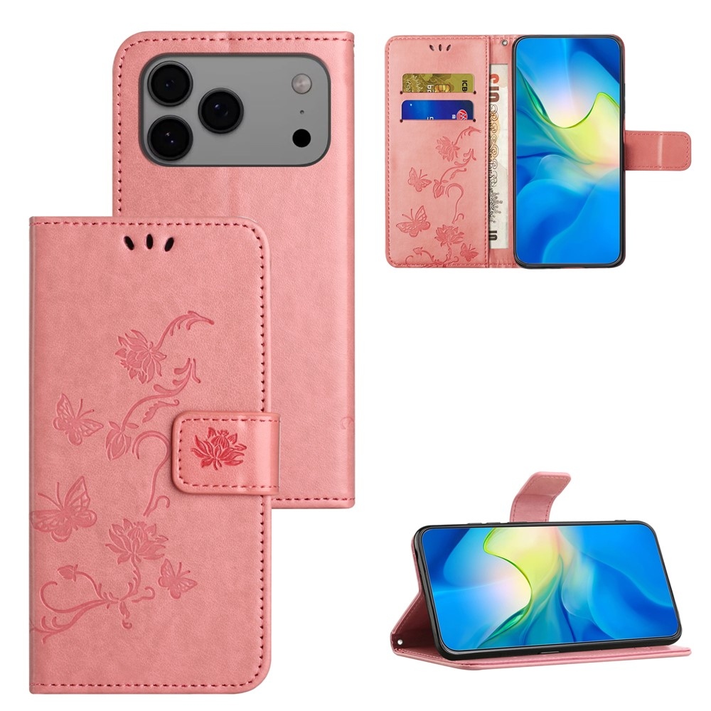 Flower knížkové pouzdro na iPhone 18 Pro Max/17 Pro Max - růžové