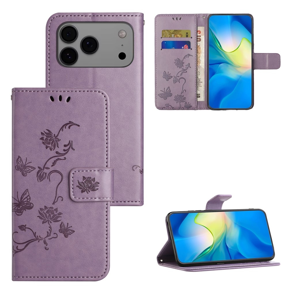 Flower knížkové pouzdro na iPhone 18 Pro Max/17 Pro Max - světlefialové