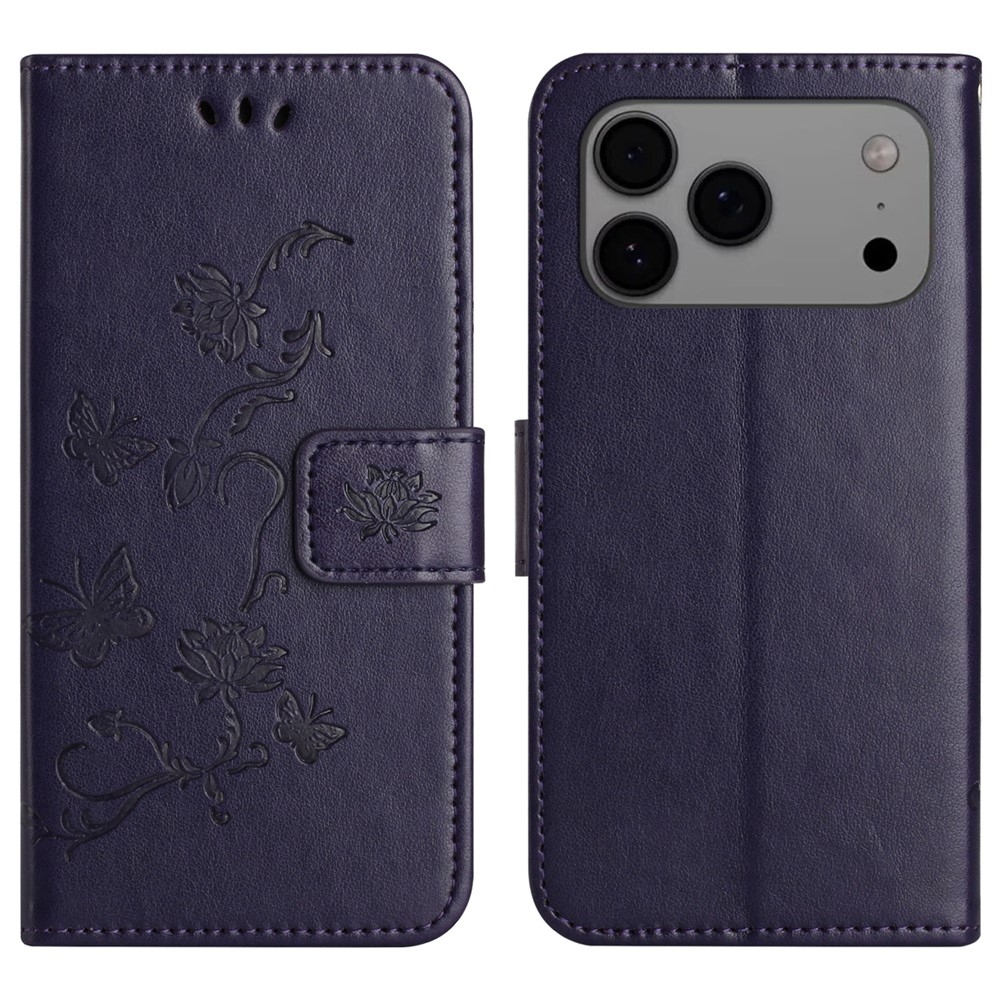 Flower knížkové pouzdro na iPhone 18 Pro Max/17 Pro Max - tmavěfialové