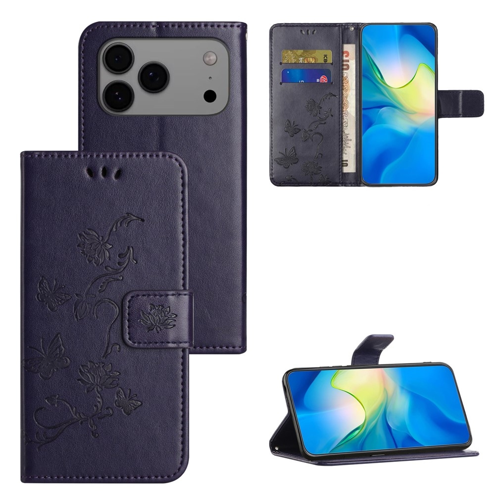 Flower knížkové pouzdro na iPhone 18 Pro Max/17 Pro Max - tmavěfialové