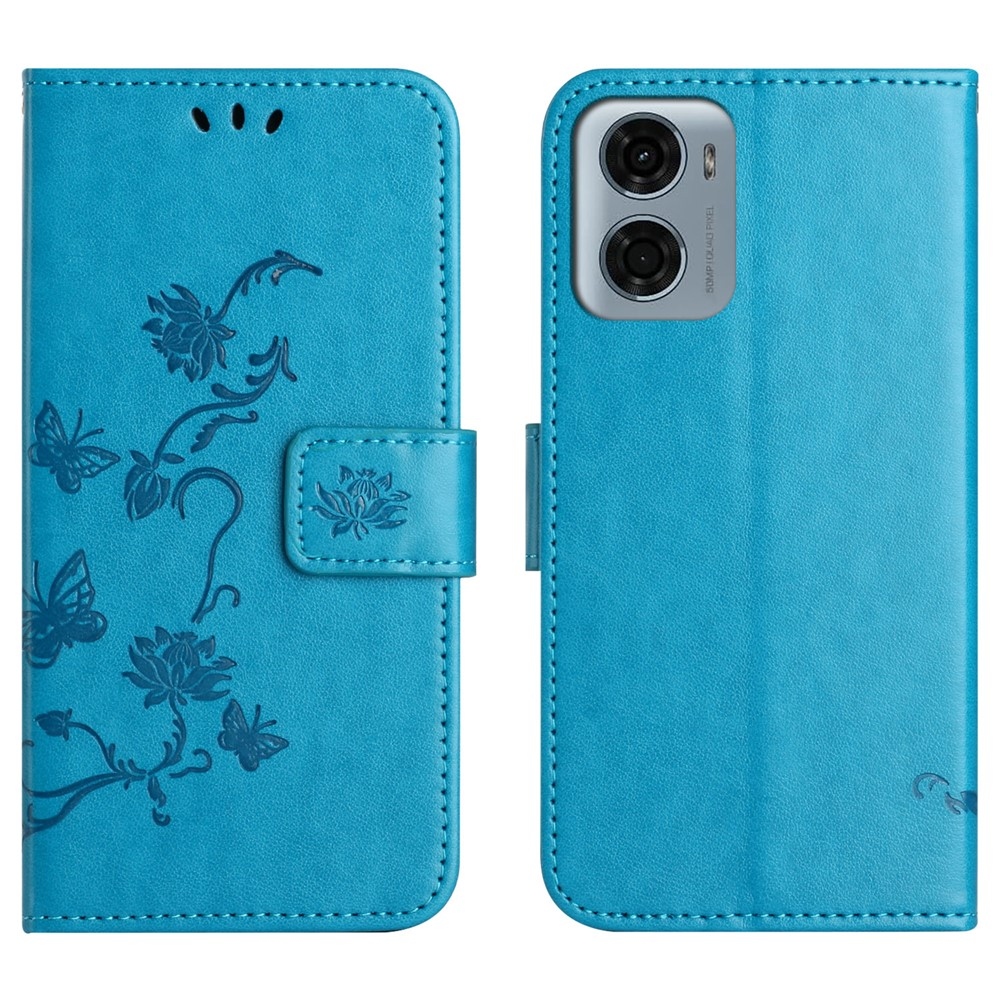 Flower knížkové pouzdro na Motorola Moto G06 - modré