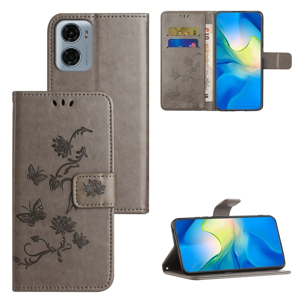 Flower knížkové pouzdro na Motorola Moto G06 - šedé