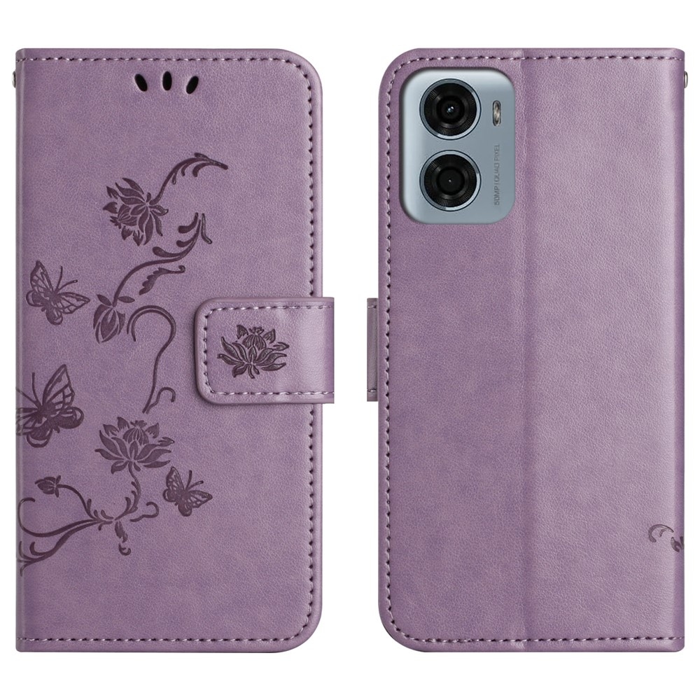 Flower knížkové pouzdro na Motorola Moto G06 - světlefialové