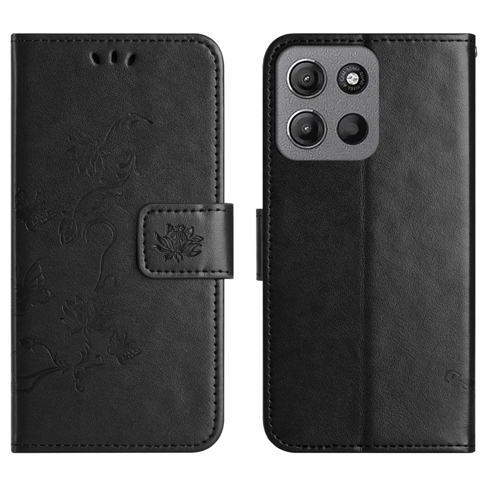 Flower knížkové pouzdro na Motorola Moto G86 5G/G86 Power 5G - černé
