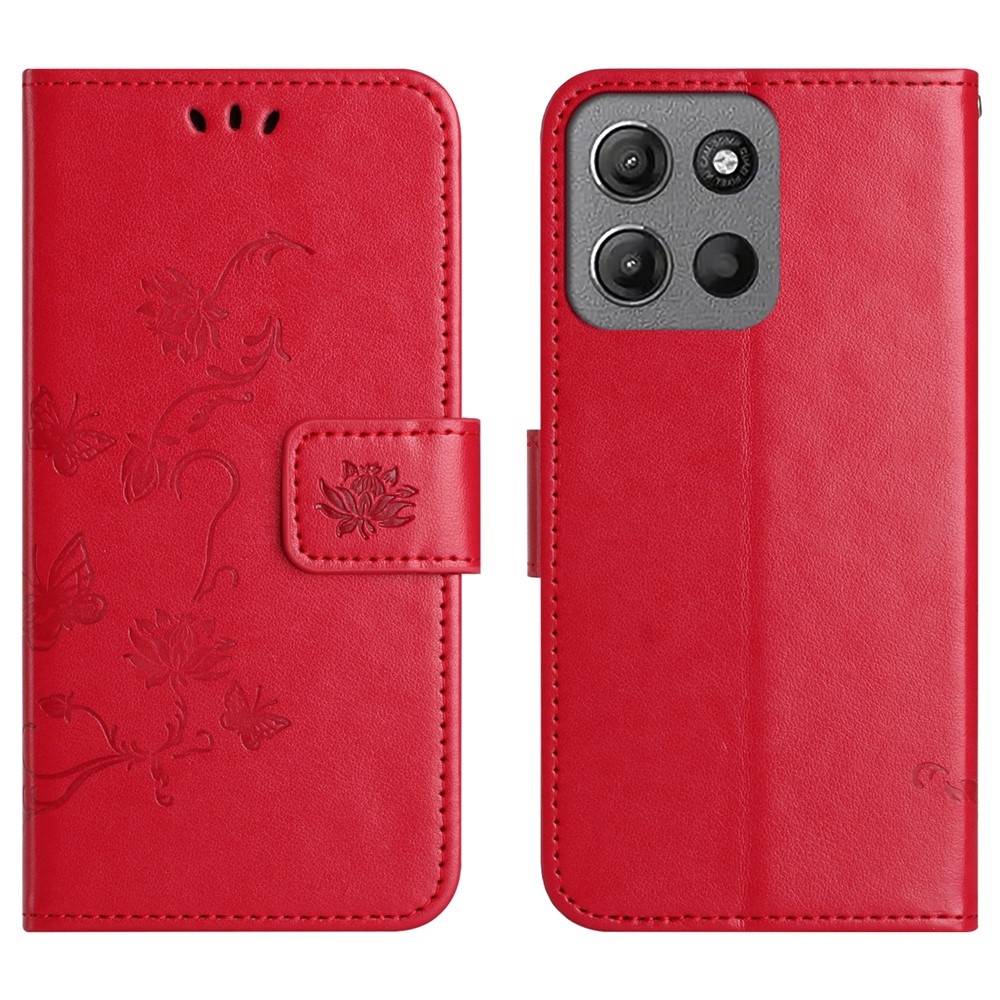 Flower knížkové pouzdro na Motorola Moto G86 5G/G86 Power 5G - červené