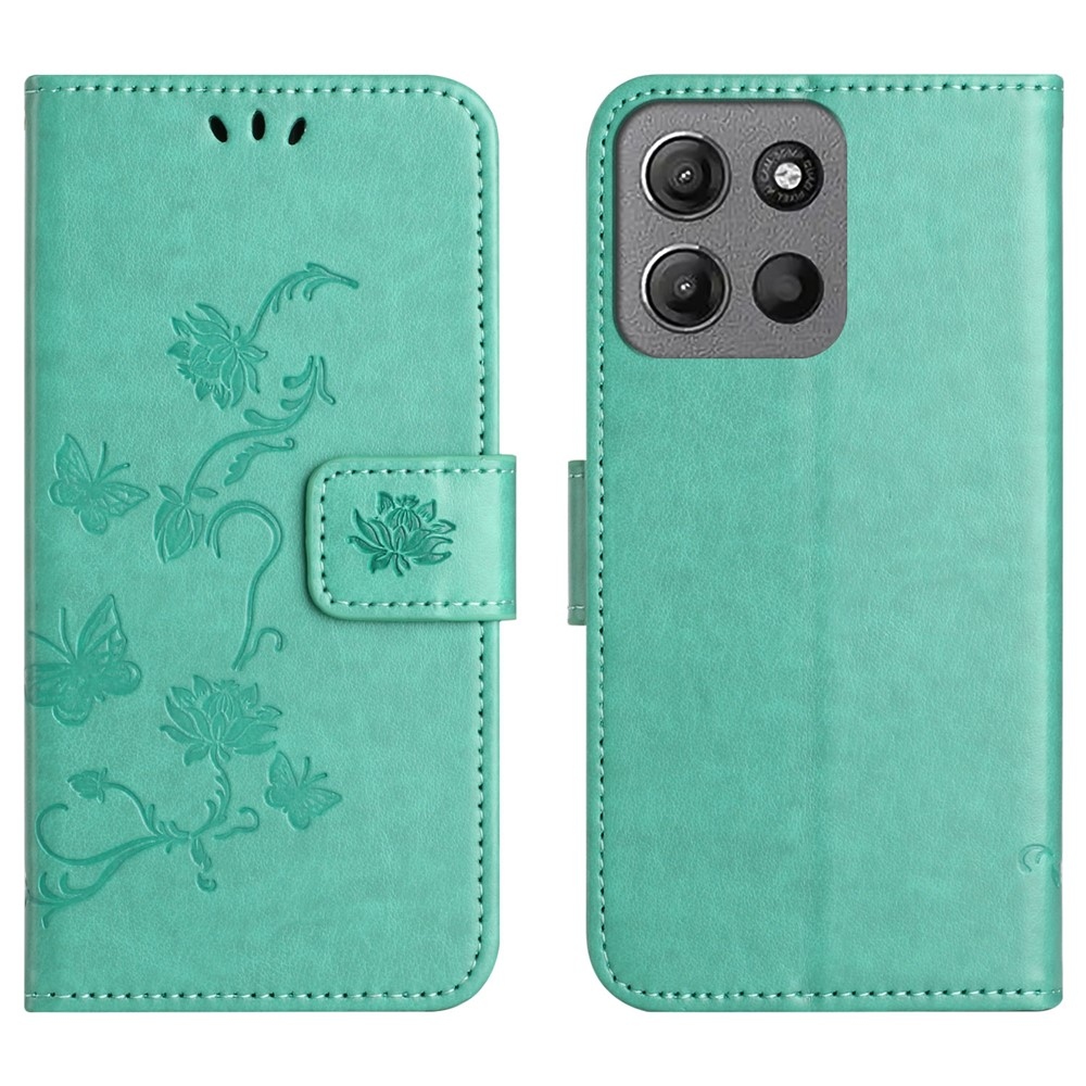 Flower knížkové pouzdro na Motorola Moto G86 5G/G86 Power 5G - modrozelené