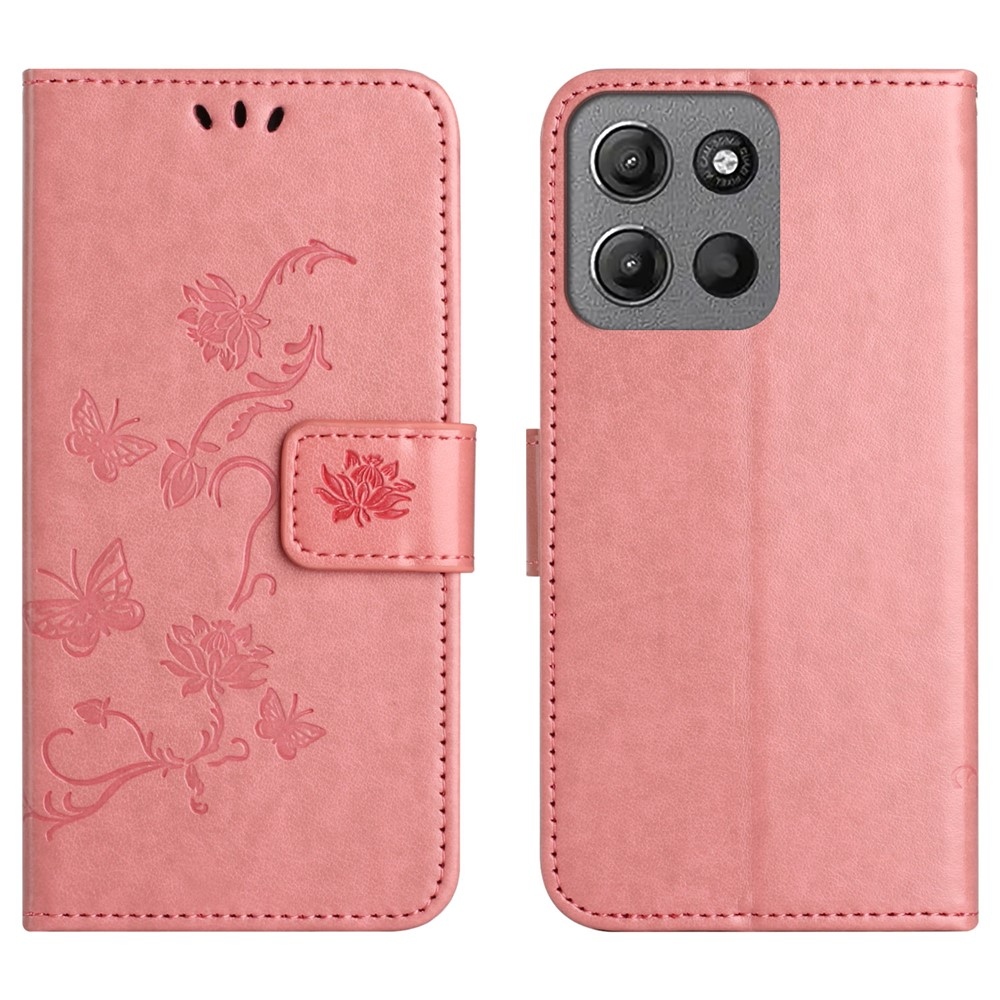 Flower knížkové pouzdro na Motorola Moto G86 5G/G86 Power 5G - růžové